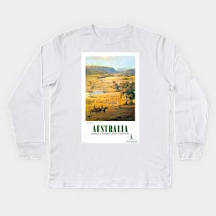 Vintage Travel Poster Australia Pastoral Kids Long Sleeve T-Shirt